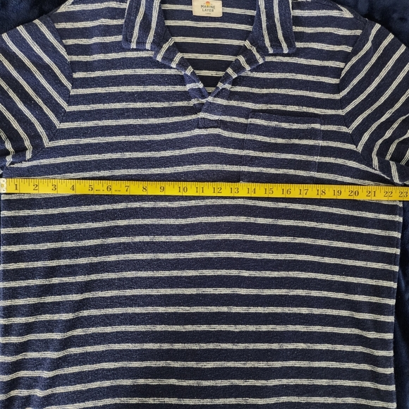 Marine Layer‎ Mens Large Blue Polo Striped Terry Cloth Beach Resort Casual - Picture 9 of 12